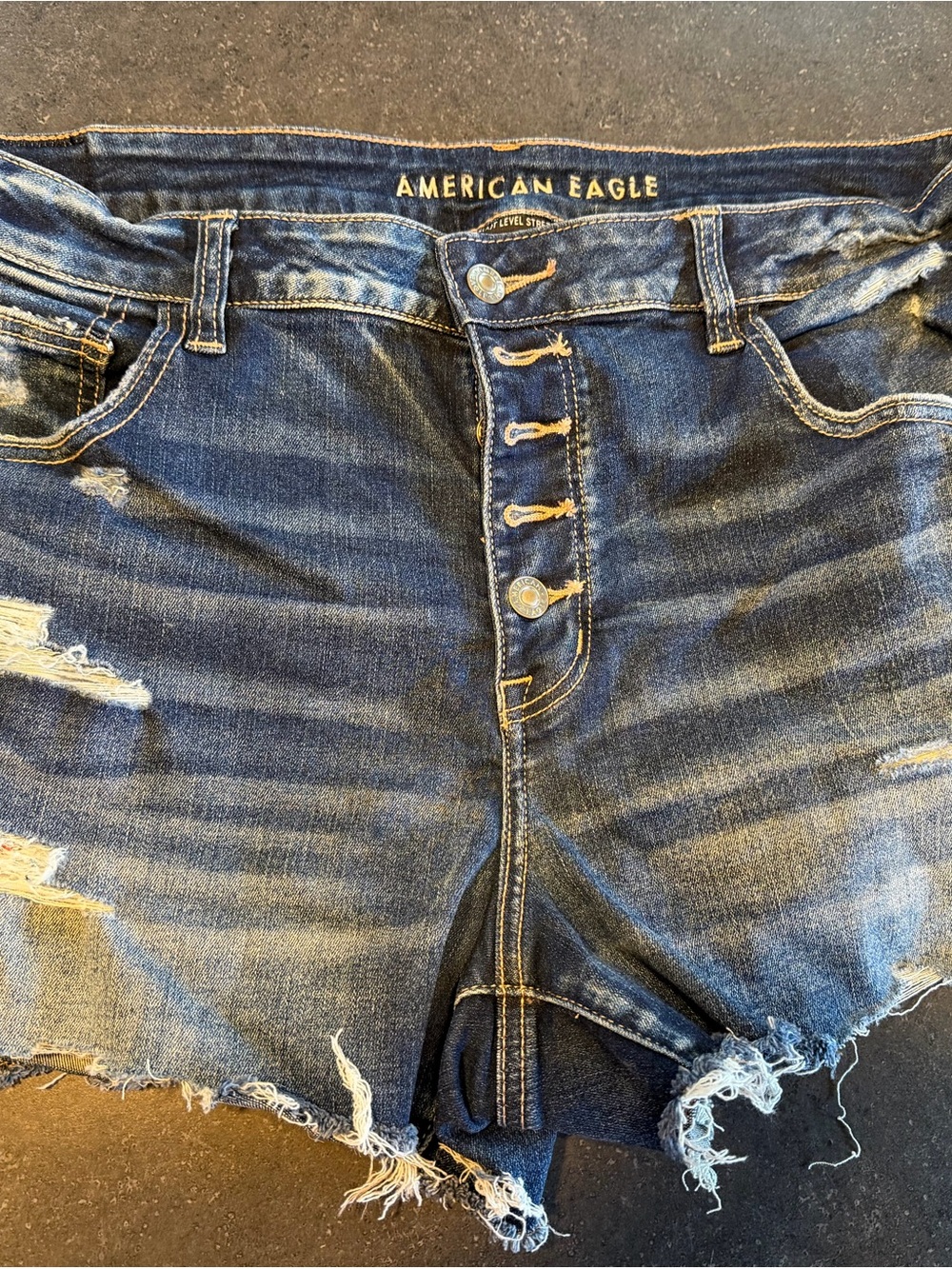 American Eagle Hi-Rise Shortie Denim Shorts Women’s Size 18 Next Level Stretch